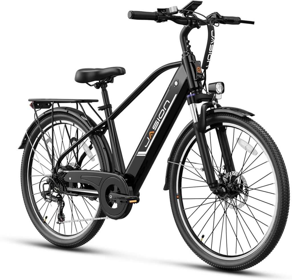 Jasion EB5 Roamer city e-bike side profile with fenders and rear rack