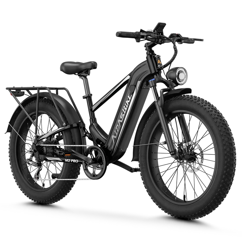 Black fat tire electric bike. First of seven in the Aipas ebike review.