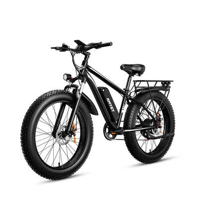 AMYET EB26 review featured image showing black 26-inch fat tire electric bike with rear rack