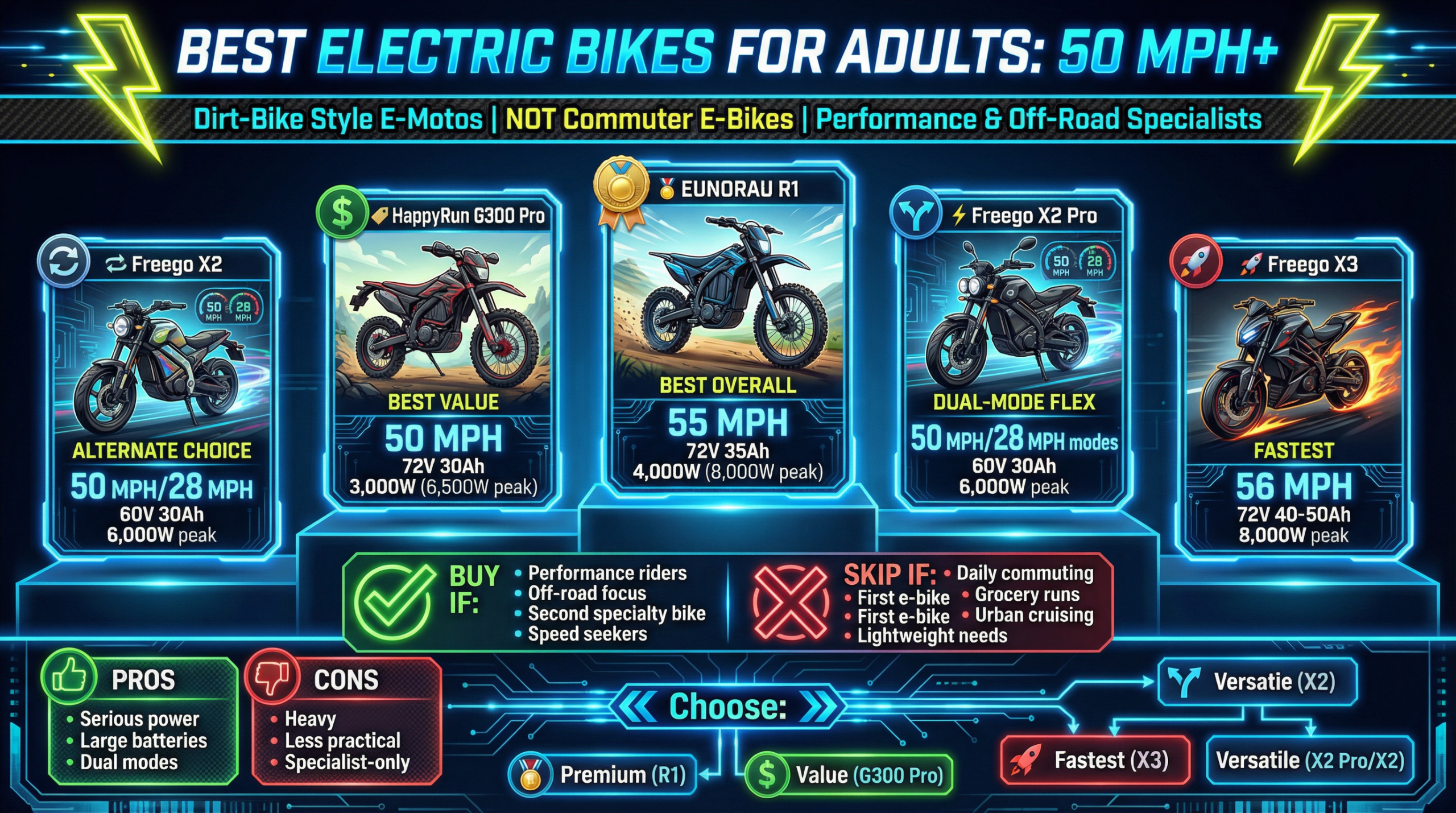 Best Electric Bike for Adults 50 MPH comparison featuring 5 high-speed picks